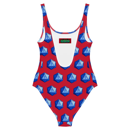 Red/Cobalt Gnomies D20 One-Piece Swimsuit