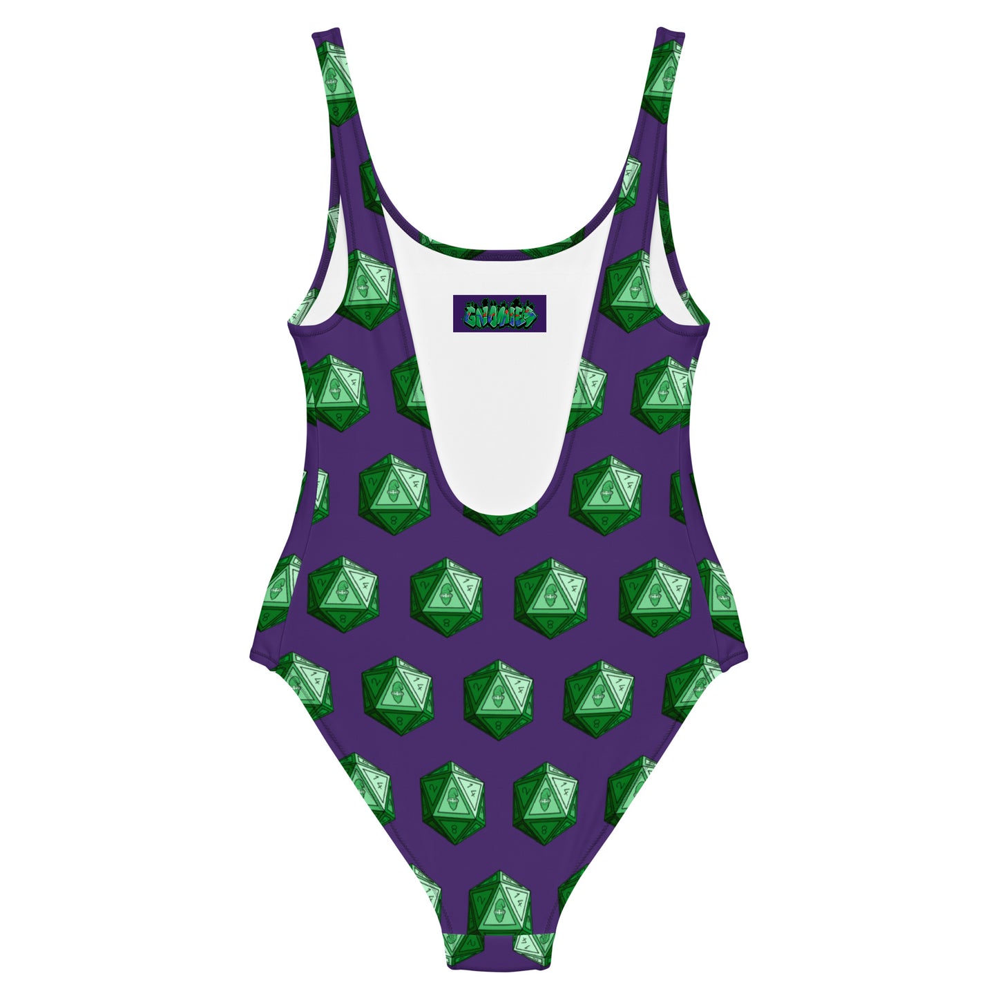 Purple/Emerald Gnomies D20 One-Piece Swimsuit