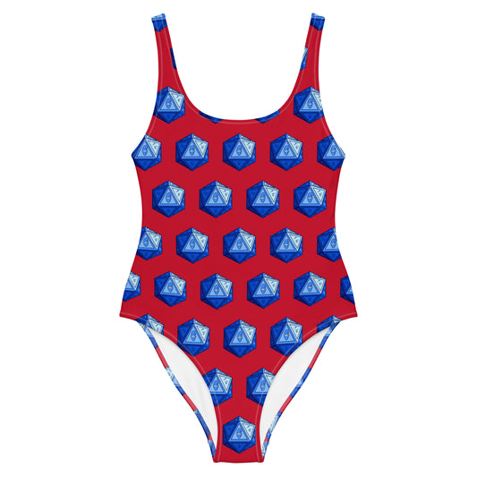 Red/Cobalt Gnomies D20 One-Piece Swimsuit