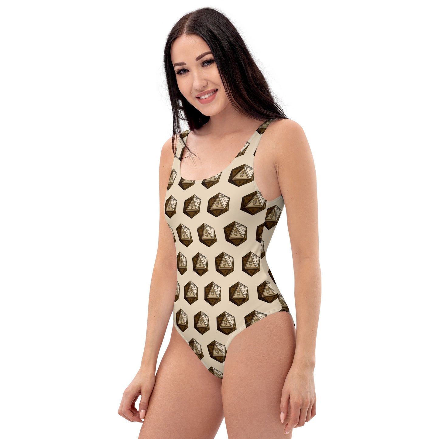 Khaki/Bronze Gnomies D20 One-Piece Swimsuit