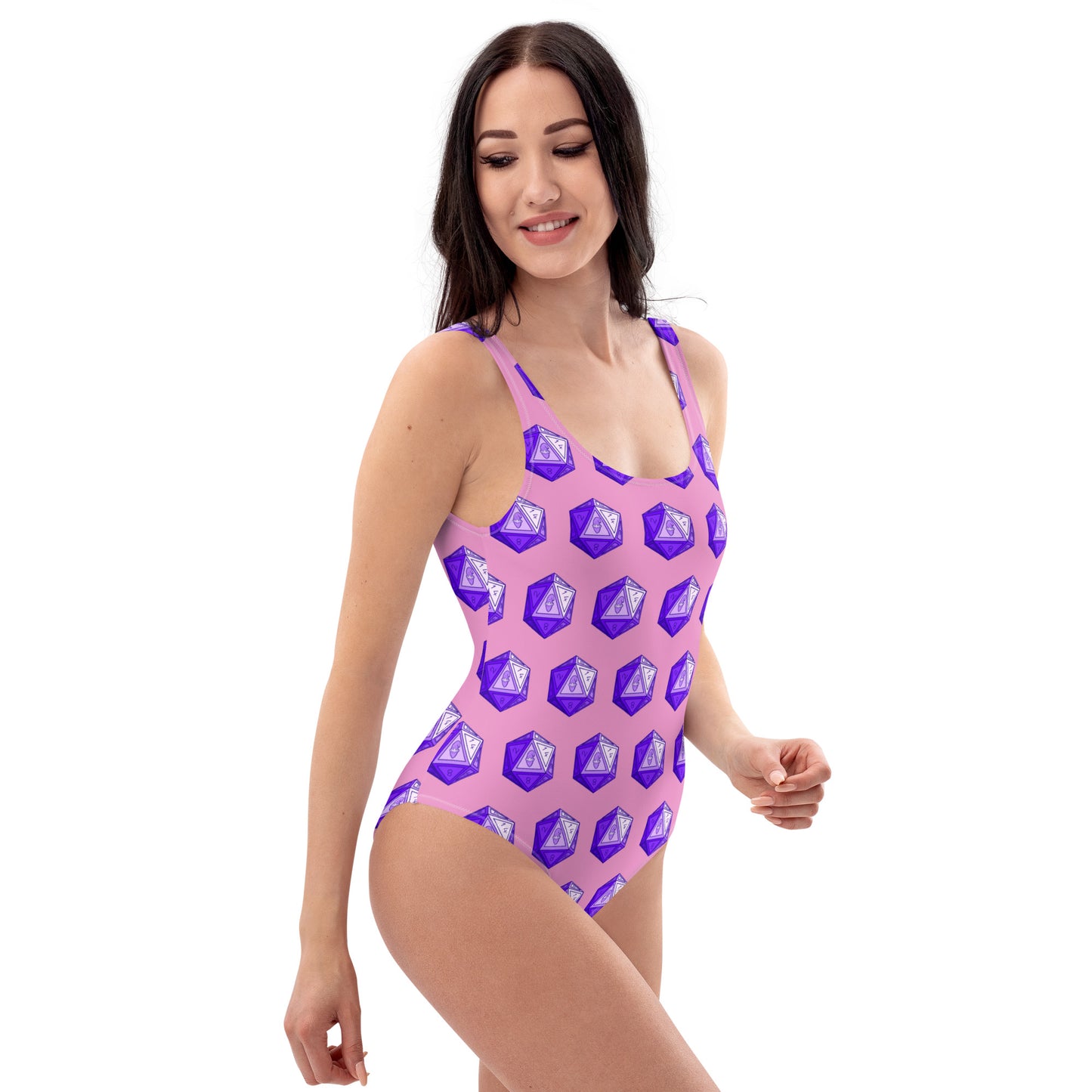 Lilac/Amethyst Gnomies D20 One-Piece Swimsuit