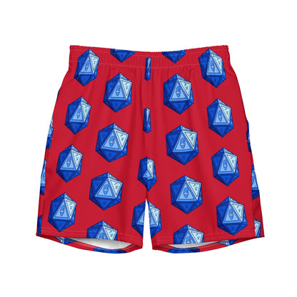 Red/Cobalt Gnomies D20 Swim Trunks