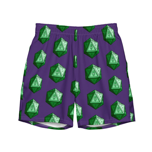 Purple/Emerald Gnomies D20 Swim Trunks