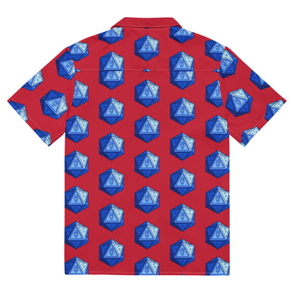 Red/Cobalt Gnomies D20 Button Shirt