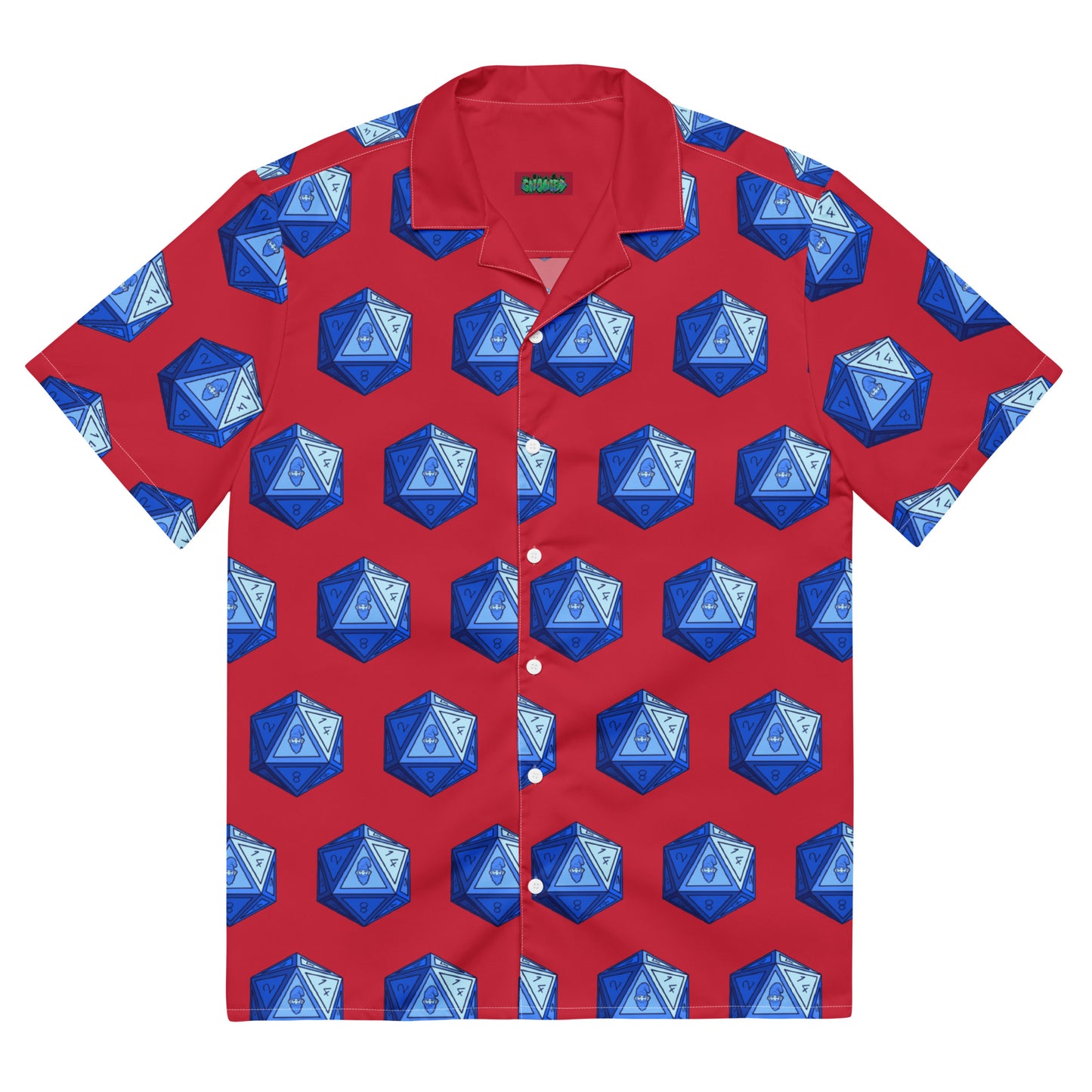 Red/Cobalt Gnomies D20 Button Shirt