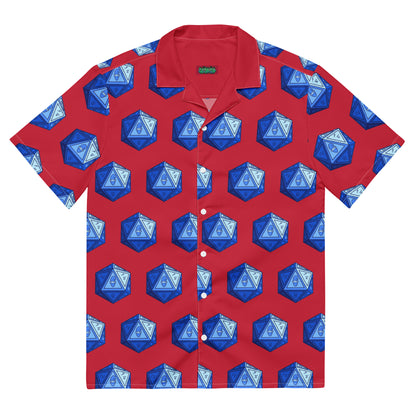 Red/Cobalt Gnomies D20 Button Shirt