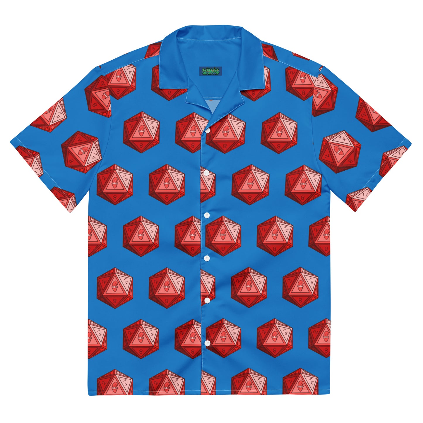 Blue/Ruby Gnomies D20 Button Shirt