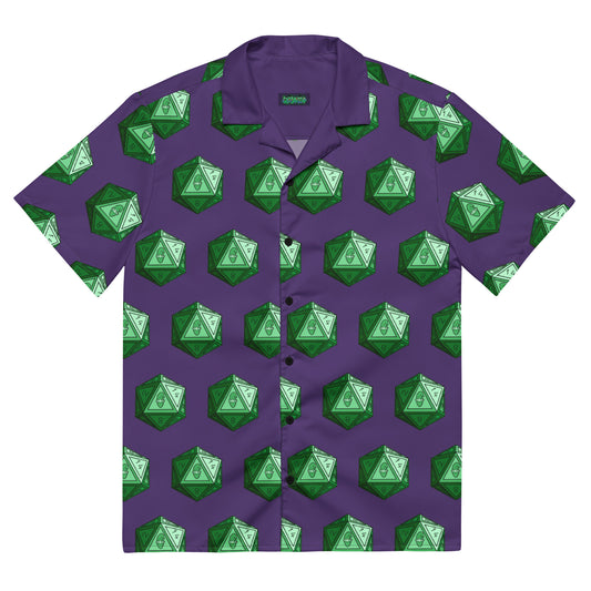 Purple/Emerald Gnomies D20 Button Shirt